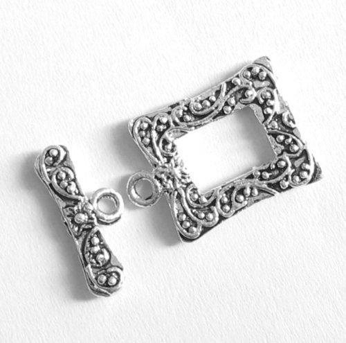 1 set .925 Sterling Sliver Flower Toggle Clasp 14mm/Findings/Antique