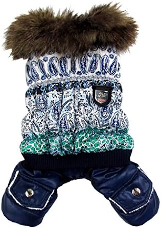 Thick Warm Jacket Winter Dog Pet Coat Clothing Hooded Jumpsuit Clothes (L, Blue)