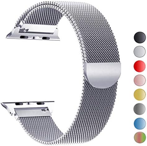 Seoaura Compatible Apple Watch Band 42mm 44mm, Stainless Steel Milanese Loop Replacement Strap with Magnetic Closure iWatch Series 4 3 2 1 Sports (Silver, 42mm)