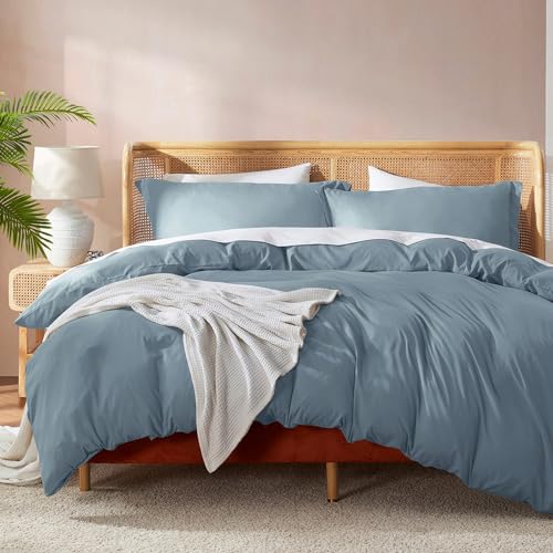 Nestl Stone Blue California King Duvet Cover Sets - Soft Double Brushed Cal Kin…