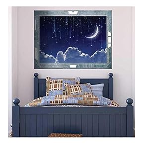 Wall26 - Science Fiction ViewPort - Decal - Stars Raining from the Sky on a Clear Night - Wall Mural, Removable Sticker, Home Decor - 24x32 inches