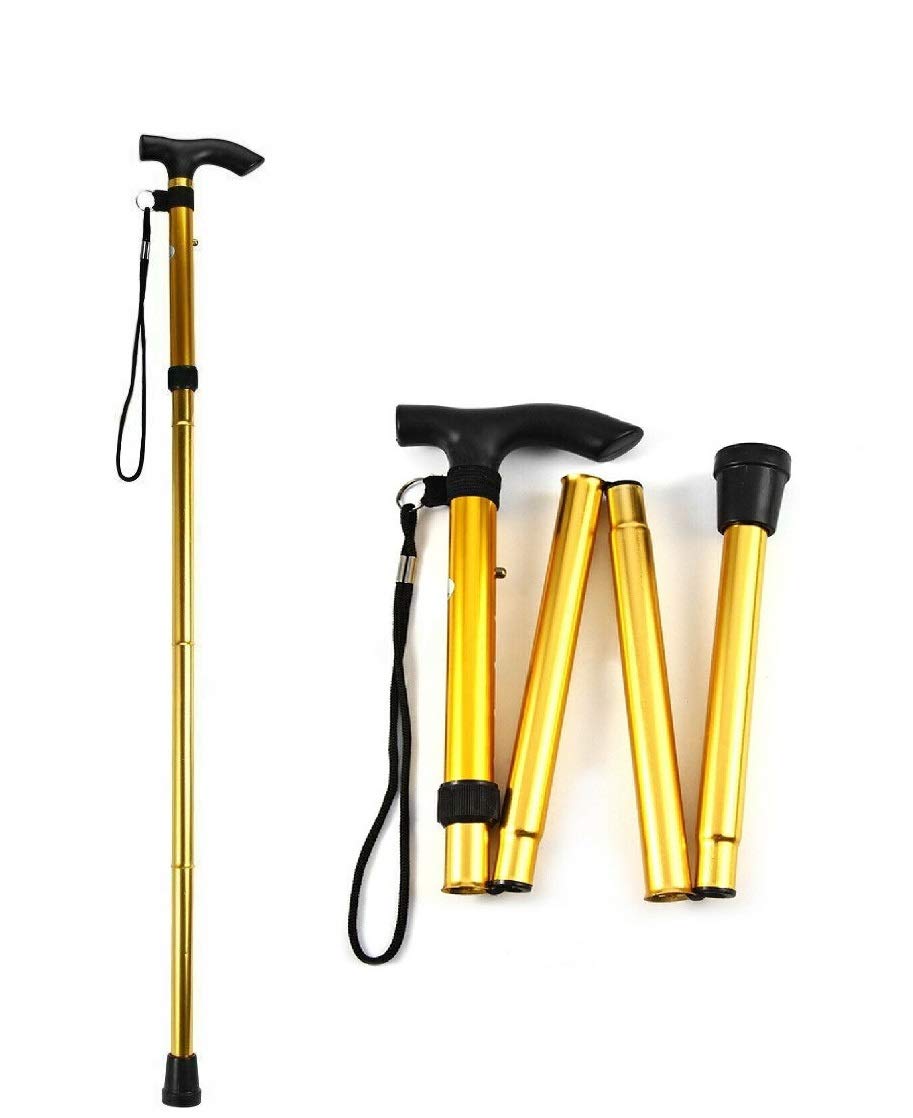 iSeventy9 Lightweight Adjustable Folding Walking Stick, Walking Stick for Women and Men, Aluminium Walking Stick-Gold