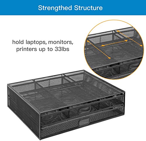 Monitor Stand Riser with Drawer - Mesh Metal Desk Organizer PC, Laptop, Notebook, Printer Holder with Pull Out Storage… - Image 3