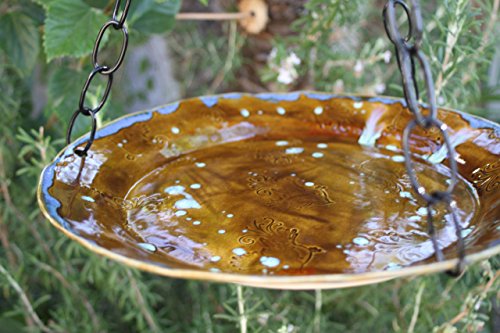 Large Hanging Bird Feeder or Bath, handmade ceramic garden art