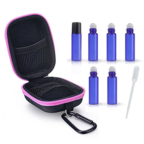 6 Bottles Essential Oil Case Protects For 5ml Rollers Essential Oils Bag Travel Carrying Storage Bags for Oil Bottle Organizer (Blue Bottle)