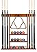 Iszy Billiards Pool Cue Rack - Billiard Stick Holder Only - 100% Wood Wall Mount Holds 6 Cues and a Full Set of Balls - Pool Accessories