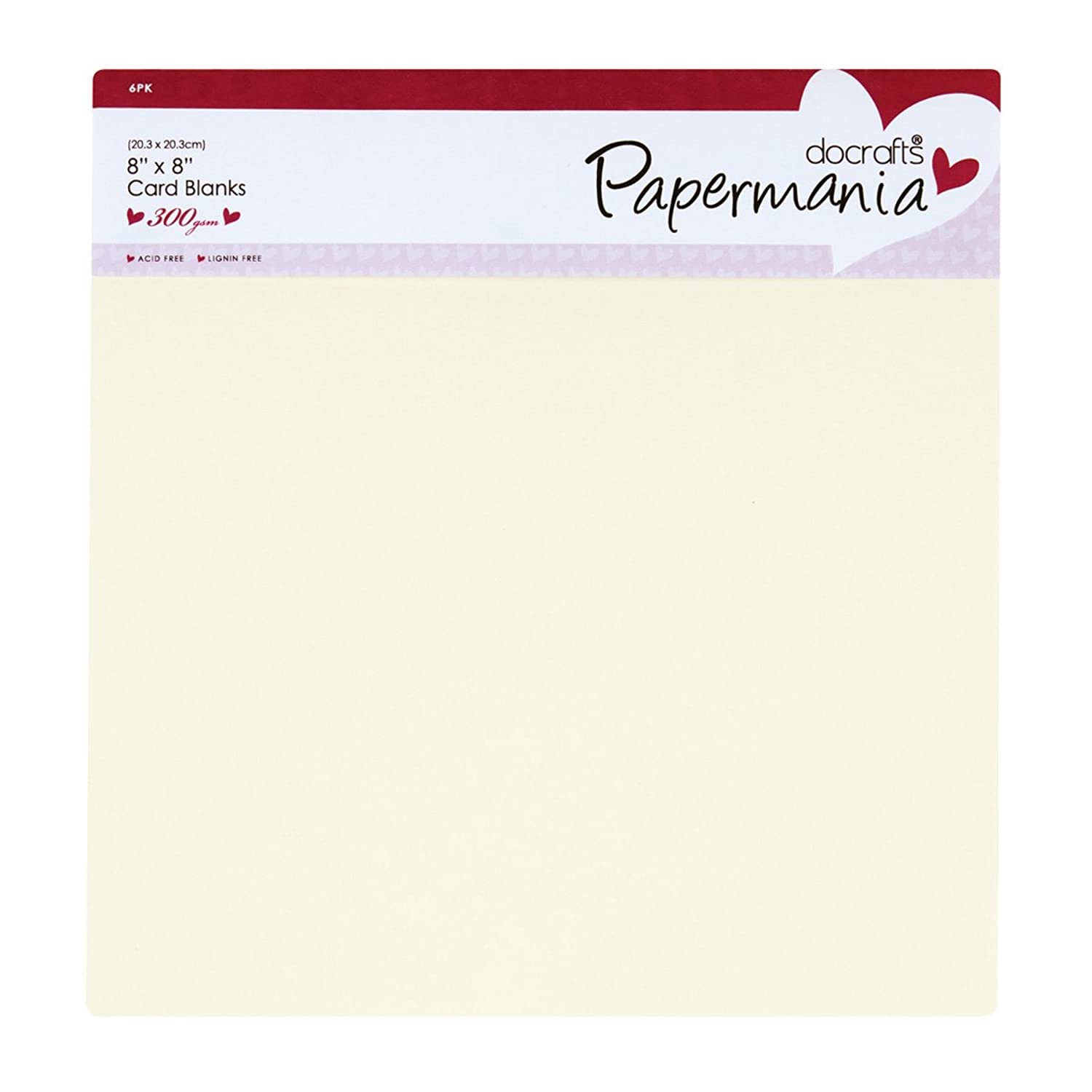 Papermania 8 x 8-inch 300 GSM Square Cards and Envelopes, Pack of 6, Cream