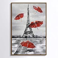 Framed Canvas Wall Art Paris Eiffel Tower Canvas Prints Home Artwork Decoration for Living Room,Bedroom - 16x24 inches