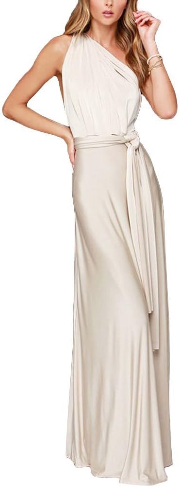 AIMIUL Women's Deep V Neck Multi-Way Convertible Wrap Halter Long Maxi Dress