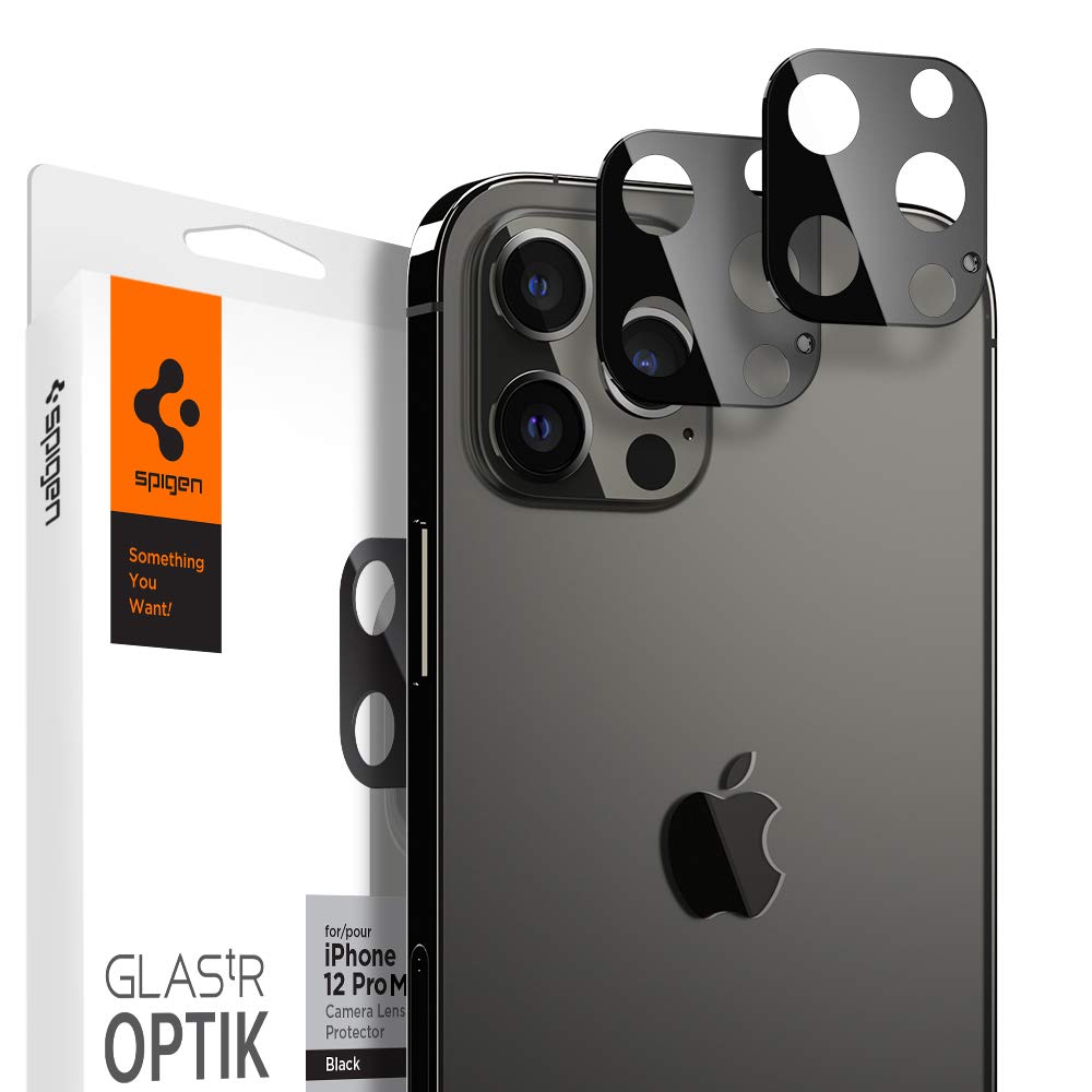 Spigen Glas.tR Optik Tempered Glass Camera Lens Protector for iPhone 12 Pro Max - Black 2 Pack