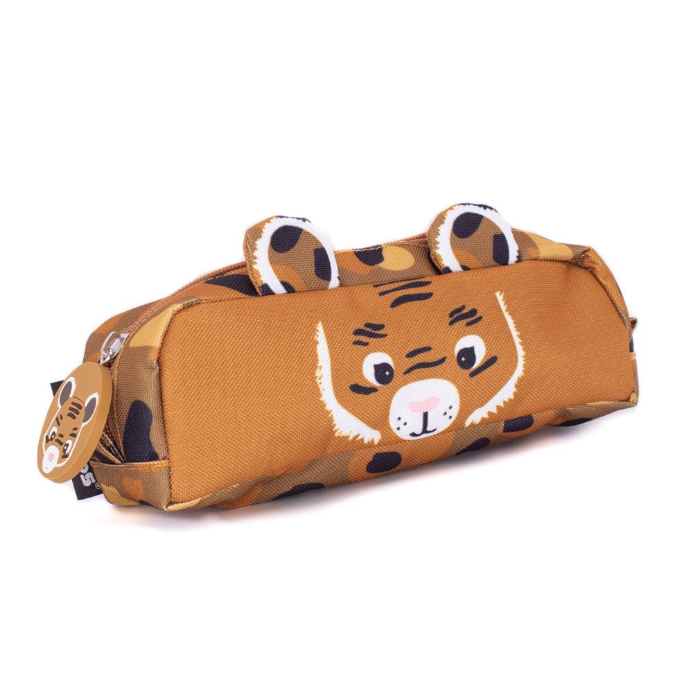 Les Déglingos Simple Pencil Case • Speculos The Tiger | Nursery to CP | Boys and Girls | Funny Animal Pencil Case | from 3 Years | Recycled Polyester