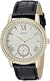 GUESS Women's U0642L2  Elegant Black & Gold-Tome Watch with Genuine Crystals