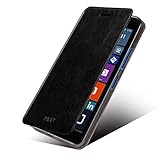 Microsoft Lumia 640 XL Case - Unismart  Mofi Stand Slim Flip Pu Leather Cover Soft TPU Back Case Shell Compatible for Microsoft Lumia 640 XL LTE (Black)
