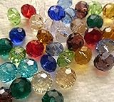 Beading Station 50-Piece Mix Faceted Crystal Rondelle Beads, 6 by 4mm