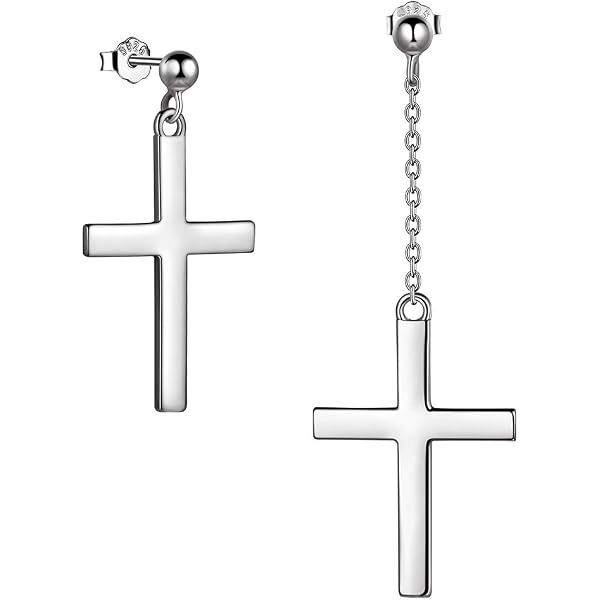 Silver Cross Stud Earrings For Women - Stainless Steel With Diamond Accent | Gift For Sister, Friend, Mom, Daughter