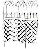 Panacea Gothic Garden Screens with Lattice, Black, Pack of 2
