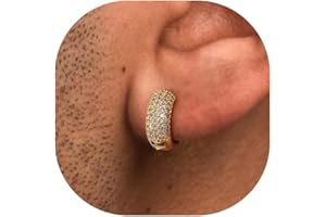 Txdvbls Gold Hoop Earrings for Men | 14K Gold Plated Cartilage Huggie Earrings, Hypoallergenic Lightweight CZ Inlaid for Sensitive Ears
