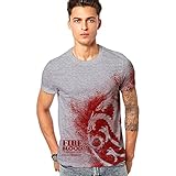 HBO'S Game of Thrones Men's Fire and Blood Splatter T-Shirt (X-Large, Light Heather Grey)
