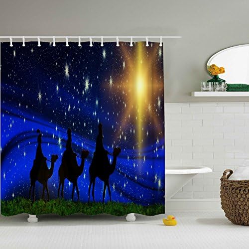 Three Cammel Traveller Shower Curtains,Polyester Waterproof Shower Curtains 12 Hooks Included-69"x 84"