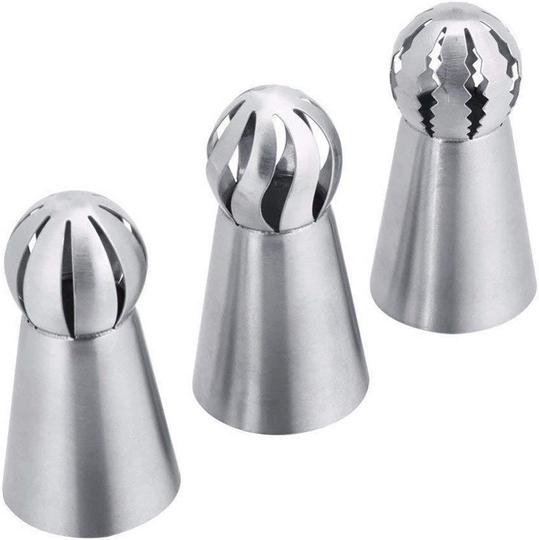 LATRAT 3-Piece Russian Nozzles Set Made of Stainless Steel Piping Nozzles Set for Decorating Cakes, Cupcakes, Churros, Doughnuts, Biscuits, Pastries