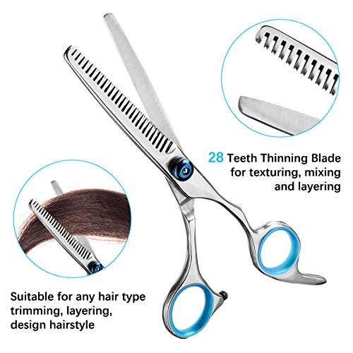 Ciseaux Coiffure Professionnels, liaboe 12PCS Kit Coiffure Ensemble de Ciseaux Coiffeur Ciseaux Désépaississant Cape Pinces à Cheveux Peignes Balais à Cou Materiel Coiffure Salon Barbier Maison( Noir)