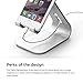 elago M2 Phone Stand [Silver] - Premium Aluminum, Angled for Video Calls, Cable Management, Aluminum Phone Stand Compatible with iPhones, Galaxy, and Other Smartphones