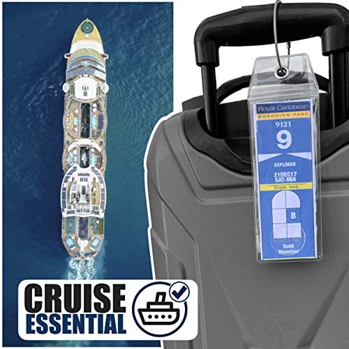 Cruise On Royal Caribbean Cruise Luggage Tag Holder (4 Pack) – Fits All Royal Caribbean Ships, Durable Travel ID Holders for 2025-2026 Cruises, Clear Waterproof Cruise Essentials