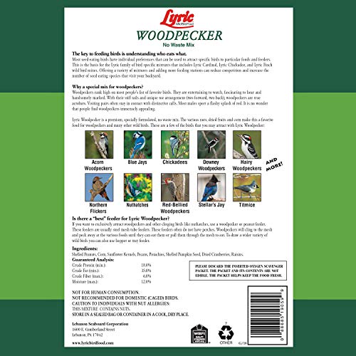 Lyric Woodpecker Wild Bird Seed No Waste Bird Seed with Nuts, Dried