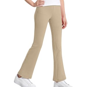 Ayolanni Flare Leggings for Girls School Uniform Workout Tights Yoga Dance Bootcut Pants Bell Bottoms Casual Kids Clothes