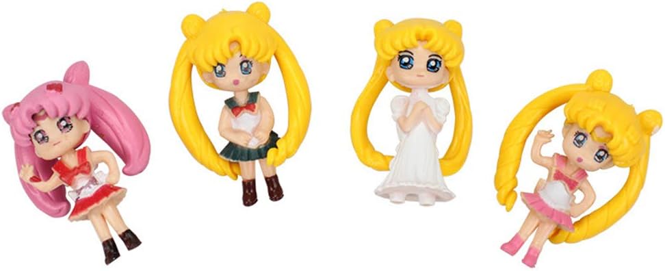Vytfctrdcreds 4Pcs/Set Anime Sailor Moon Character Cake Topper Kit Decoration for Wedding Birthday Party Food Decoration for Boys Girls Kids