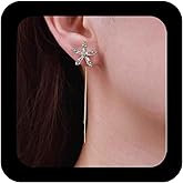 Erimberate Bohemian Crystal Flower Ear Jacket Earrings Gold Tassel Chain Earrings Cz Flower Stud Earrings Rhinestone Chain Drop Earrings Jewelry for Women