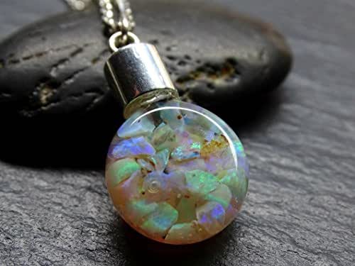 Amazon.com: floating opal pendant, Australian opal pendant, glass flask
