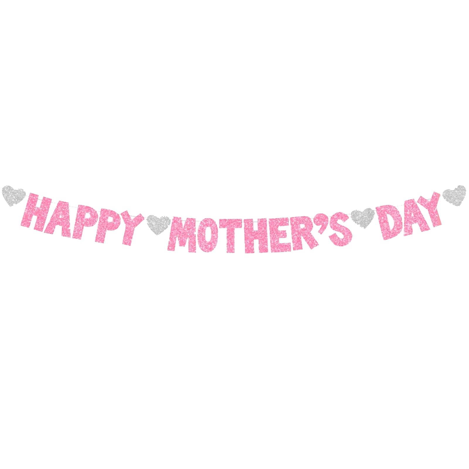 Happy Mother's Day Banner, Pink Glitter Mother's Day Decorations for Mum, Mother's Day Banner Party Bunting, Gifts from Daughter & Son, Home Wall Decor Backdrop