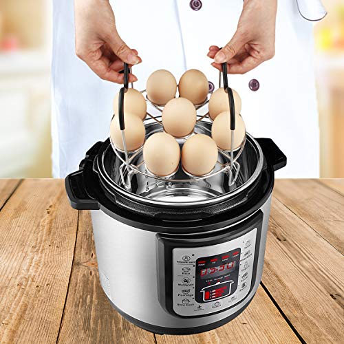 Aiduy Egg Steamer Rack Trivet with Heat Resistant Silicone Handles for Instant Pot Accessories 6 qt 8 Quart, Stainless Steal Kitchen Trivet Steam Rack Steaming Holder Pressure Cooker Accessories - Thumbnail 5