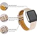 bayite Bands Compatible Fitbit Versa, Genuine Leather Wristband Accessories Replacement Fitness Strap for Versa Women Men, Beige