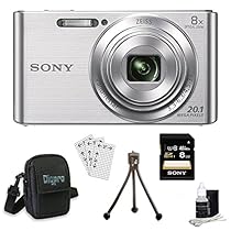 Sony DSCW830 DSCW830 W830 DSC-W830 DSC-W830 DSC-W830 20.1 Digital Camera with 2.7-Inch LCD (Silver) Bundle with 8GB Card, Deluxe Carrying Case, Mini Tripod, Lens Cleaning Kit, Screen Protectors for LCD's and Micro Fiber Cloth