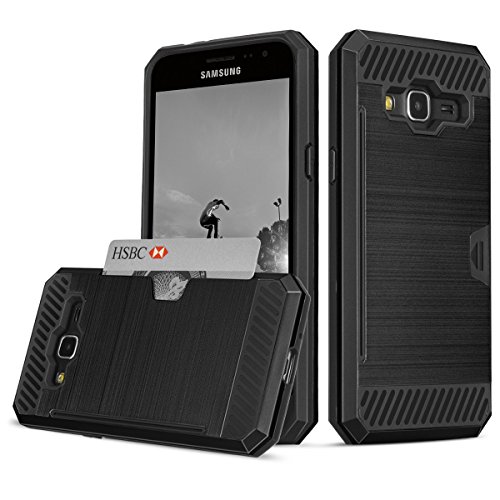Galaxy J3/J3 V/Sol Case, Amp Prime Case, Express Prime Case, TILL(TM) Wallet Case [Card Pocket] with Card Holder Slot Kickstand Case Cover Shell for Samsung Galaxy J3/Amp Prime/Express Prime [Black]
