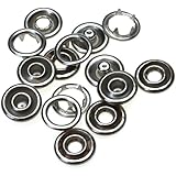 50 Sets 3/8 Inch Open Ring No Sew Snaps Buttons Fasteners Silver