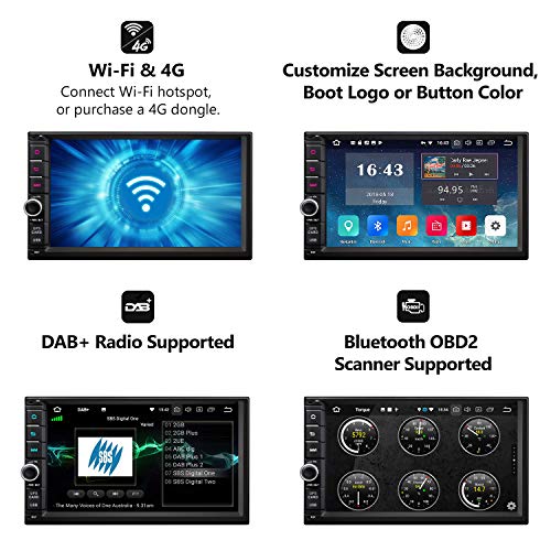 Android 9.0 Double Din Car Stereo, Double Din Car Head Unit,Eonon Car Audio with Bluetooth 5.0, 7 Inch 32GB ROM Car GPS Navigation Head Unit, Support Fastboot, WiFi Connection (NO DVD/CD)- GA2176