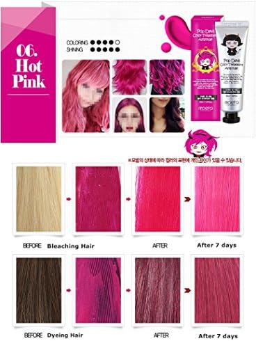 MOETA Pop Devil Color Hair Dye Treatment Ampoule (30ml) Korean cosmetics (6. Hot Pink)