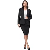Lamgool Women's Business Skirt Suit Set 2 Piece Office Outfits Notched Lapel Blazer and Pencil Skirt
