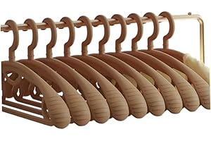 10 Pack Brown Plastic Clothes Hangers, Wide Shoulder Adult Non-Slip Clothes Hangers with 360-Degree Rotation, Extra Thick and