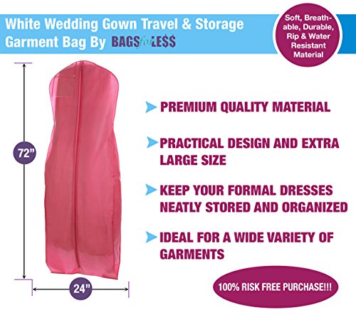 Pink Wedding Gown Travel Storage Garment Bag Breathable Durable 10’’ Gusset - Thumbnail 2