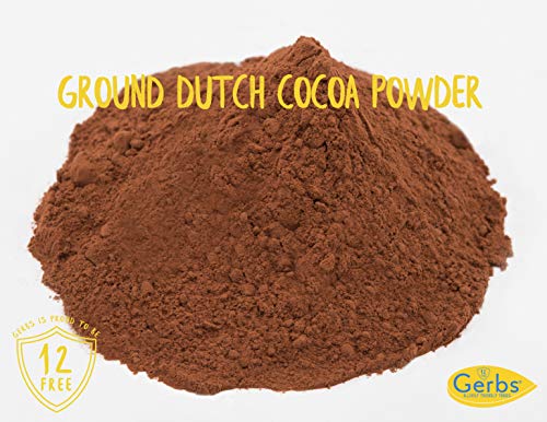 Dutch Cocoa Powder, 1 LB - Top 14 Food Allergen Free & NON GMO by Gerbs - Product of Canada – Packaged in USA