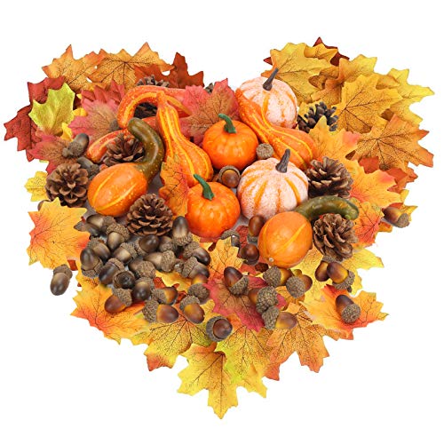 coowei 166 PCS Thanksgiving Decoration for Home Artificial Pumpkins Set for Decoration Fall Harvest Home Decoration Wedding Party Table Fireplace Decor