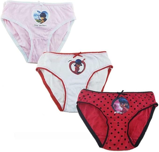 D&M Miraculous Adventures Ladybug and Cat Noir Pack 3 Briefs Girl
