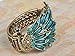 Alilang Womens Antique Golden Tone Peacock Bracelet Bangle With Turquoise Blue Gems