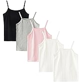 5 Pack Kids Girls Classic Solid Camisole Undershirts for Girls Breathable Cotton Soft Tank Tops (2-10Years)
