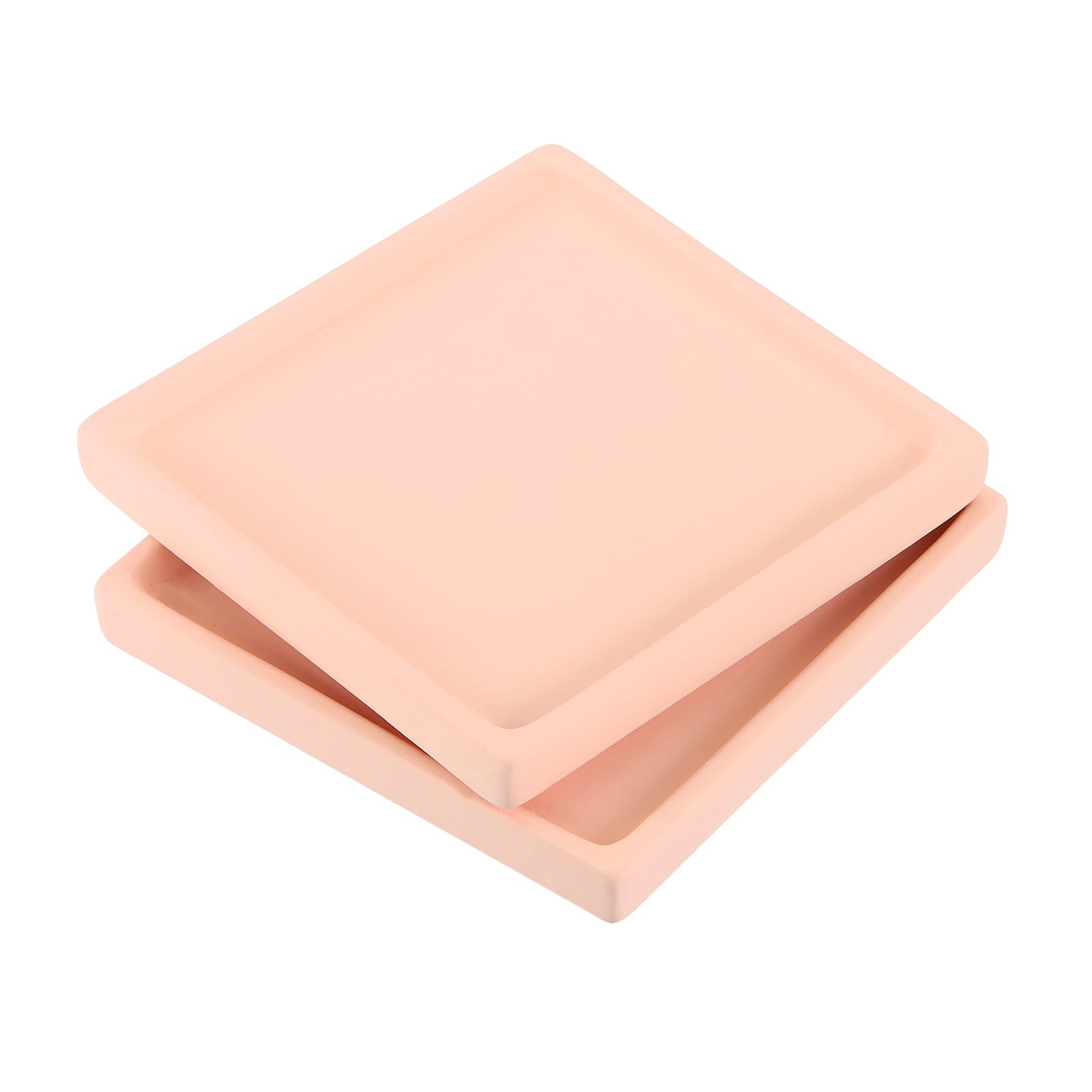 PATIKIL 5 Inch Plant Pot Saucers, 2 Pack Ceramic Square Plant Saucer Tray Flower Planter Drip Tray for Indoors Outdoors Patio Balcony, Pink