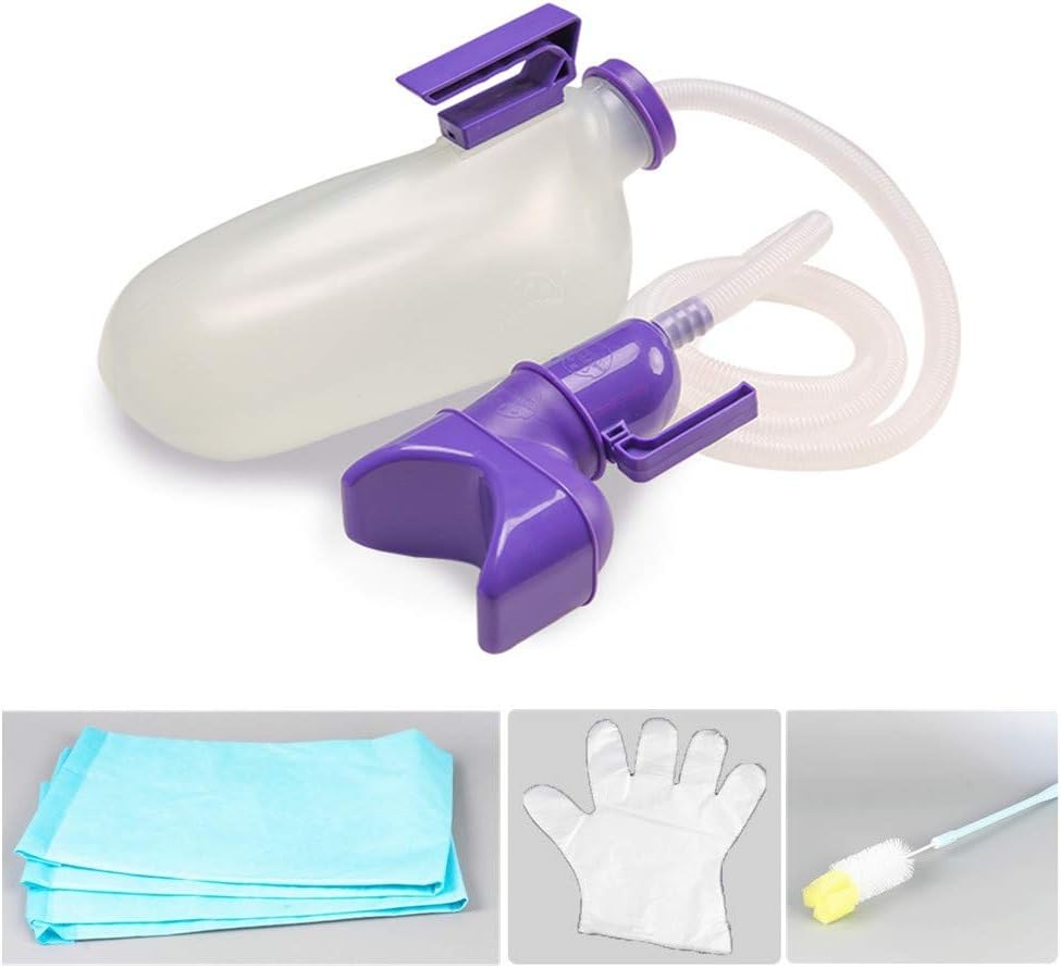 Male Female Urinals,2000 ML/68 OZ Large-Capacity Multi-Function Combination Urine Collector, Urinals for Men Women (Purple)